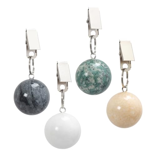 4 Pack Curtain Weights with Non-Slip Metal Tablecloth Clips Marble Ball Weights for Outdoor Tables Curtains Family Dinner Parties