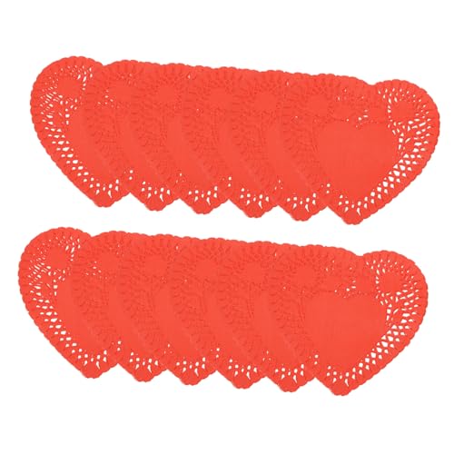 BEBEMOKO 100 Sheets Heart-shaped Lace Doilies Mini Valentine's Day Decor Paper Wedding Party Supplies