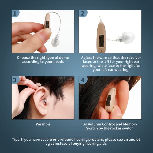 Rechargeable Hearing Amplifier To Aids For Seniors Adults,Behind-The-Ear(Bte) Magnetic Contact Charging Sound Device For Feedback Reduction Noise Cancelling Single #TOP4
