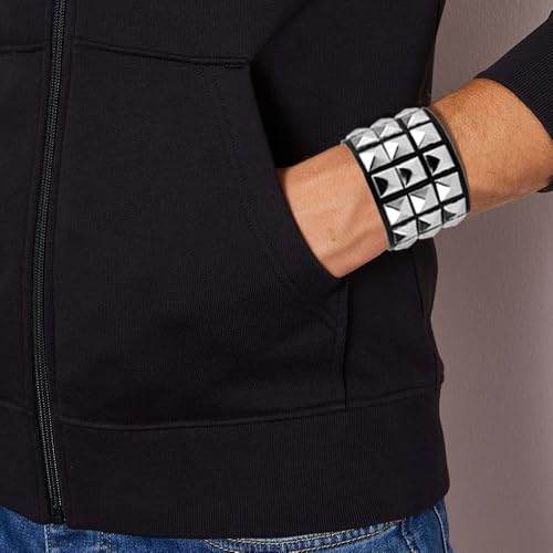 Studded Leather Bracelet for Men & Women - Punk, Gothic & Grunge Accessories - 3 Packs4