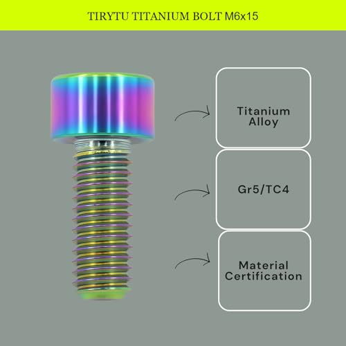 Image of M6x15 Titanium Bolts, Colorful, 4PC | Lightweight Design, Ideal for Humid /Salty Environments, Socket Head Hex Key No Washer, MTB /Road Bike Bolts
