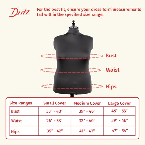 image for Dritz Dress Form Cover, Large, Black, 100% Polyester 4-Way Stretch Fab