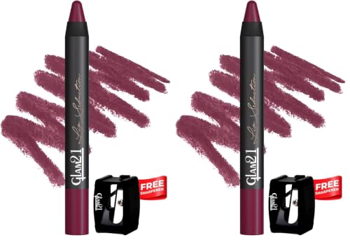 Image of Glam21 Lip Seduction Non- Transfer Crayon Lipstick up to 12 Hours Stay | Lightweight & Longlasting|Creamy Matte | Smudge Proof - 3.6gm|Wine|14 (Pack of 2)