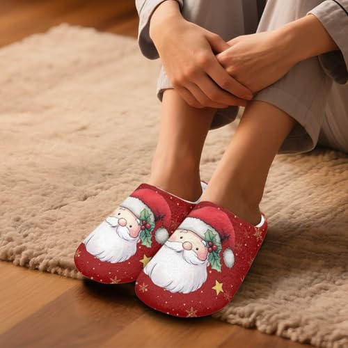 Christmas Holiday Flannel Warm Slippers for Women Men Indoor Outdoor Soft Plush Fuzzy House Slippers4
