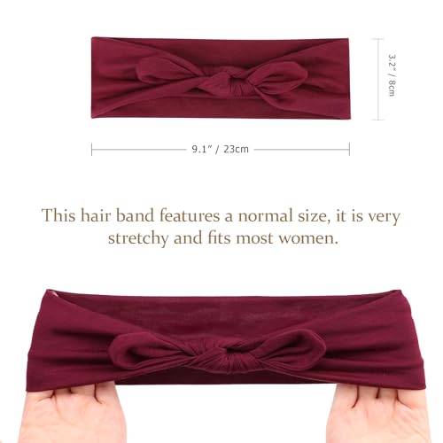 Image of DRESHOW 8 Pack Bow Headbands for Women Girls Elastic Headwraps Knotted Headband Rabbit Ears Turban Non-Slip Sport Cute Hair Accessories