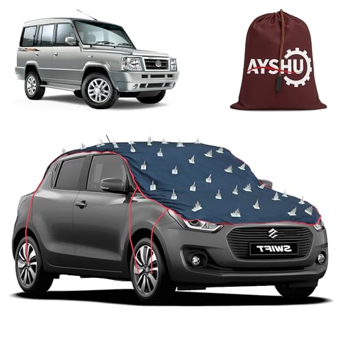 Image of AYSHU Water-Resistant Spike Car Cover for Tata Sumo Gold - Protects from Dogs, Monkeys, Dust, Sunlight & UV - Full Roof Universal Fit
