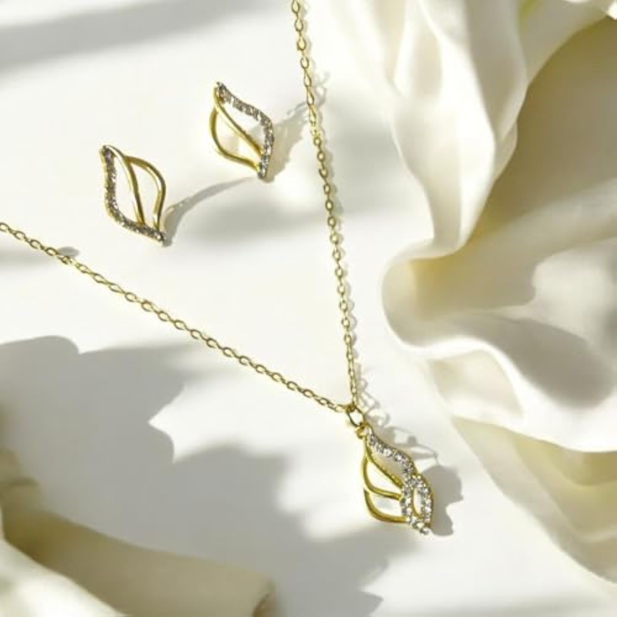 Plated American Diamond Necklace and Earring Set