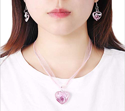 Flor de cristal lindo con flor de cristal con incrustaciones de amor Werse collar colgante de la cinta - Rosa -KIT