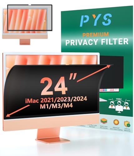 Image of PYS Privacy Screen for iMac 24 Inch 2021 /2023 /2024 (M1 /M3 /M4 chip), Reusable & Removable, Privacy Filter for iMac All-in-One Desktop Computer and Anti-Glare Protector