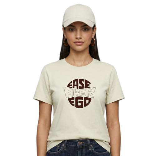 Image of Nobero Women's Graphic Printed T-Shirt | Regular Fit 180 GSM Cotton Tee for Women | Comfortable Round Neck Casual Wear