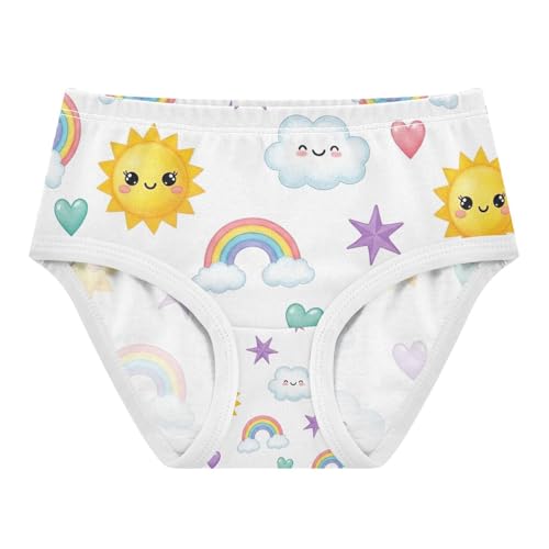Toddler Girl Briefs, Cute Suns White Girls Cotton Underwear, 2T–8 Years