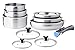 ARTHUR MARTIN - Batterie de Cuisine 10 Pièces en Inox, Casseroles Et Poêles Antiadhérentes, Couvercles, Ustensiles Inclus, Compatible Tous Feux, Poignée Amovible, Finition Satinée