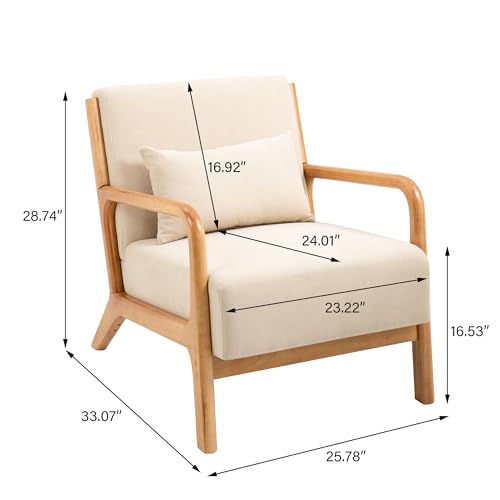 Sillón con cojín beige tapizado de tela miniatura 2