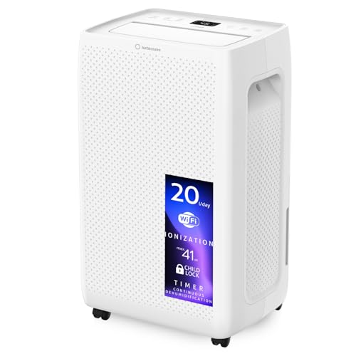 Turbionaire Seno N20 WIFI Deshumidificador Silencioso 20L/24h, Con App Control, Purificación por ionización, Para Humedad interior hasta 50 m2, Depósito Extraible 4.5L, Bajo consumo, Silencioso Turbionaire Seno N20 WIFI Deshumidificador Silencioso 20L/24h, Con App Control, Purificación por ionización, Para Humedad interior hasta 50 m2, Depósito Extraible 4.5L, Bajo consumo, Silencioso