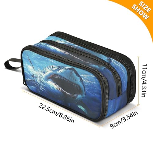 Image of Caikeny Pencil Case Sharks Fish Uderwater Animal Watercolor Pen Bag Large Capacity Pencil Box Pen Pouch with Zipper Cosmetic Organizer for Kids Teens Adults