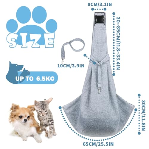 Transporttasche für Hunde, FePen Hundetragetasche bis 6.5kg, Tragetuch Haustier Verstellbar, Schultertasche für Kleine Hunde, Hundetasche für Spaziergänge und Aktivitäten im Freien (Grau)
