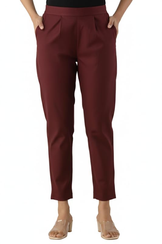 Image of Regular Fit Cotton Woman Trousers Pants Kurti Pant Casual Daily Formal Office Use