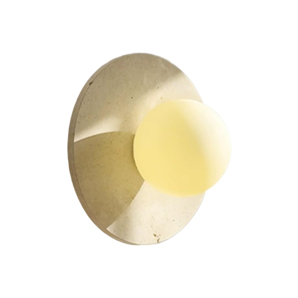 SXWNBIFH Travertine Wall Sconce Round Wall Mount Vanity Light with Frosted Glass Shade, G9 Hardwired Indoor Accent Lighting Fixture for Bedroom Hallway Bathroom Living Room Entryway