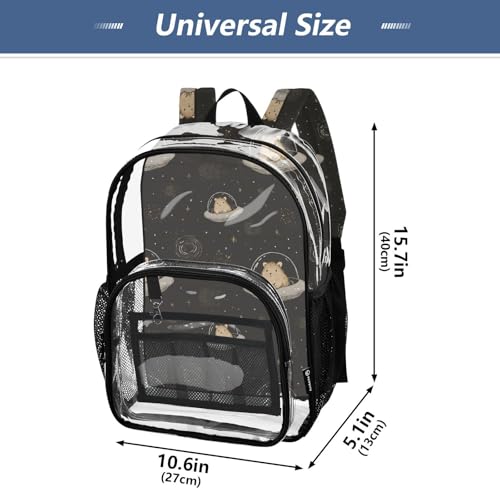 Kids PVC Clear Backpack Hamster Ufo Heavy Duty Multi-pockets Large Capacity Transparent See Through Bookbag for School Travel Sport Work4
