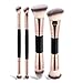 Stlalsa 4-piece foundation make-up makeup brush double head beveled contour brush suitable for mixing liquid powder concealer cream blush brush eyes (black)