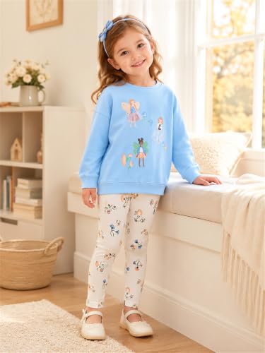 Image of Little Girls Clothes Sets - Cute Sweatshirts Top Shirt & Leggings 2 Piece Kids Fall Winter Outfits Toddler Clothing