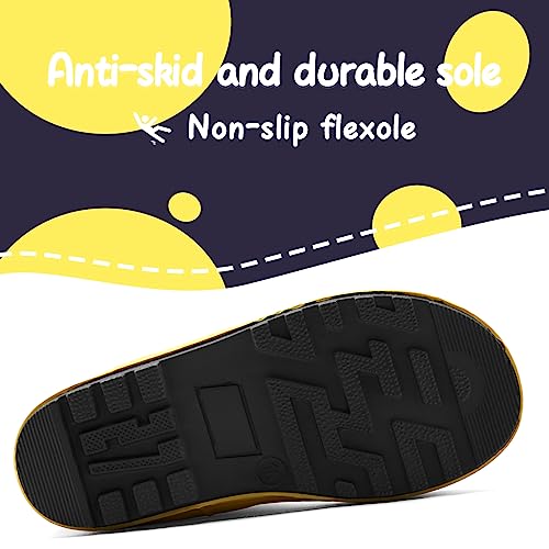 Image of mysoft Kids Rain Boots for Girls Boys Toddler Waterproof Rubber Cute Printed with Easy-On Handles