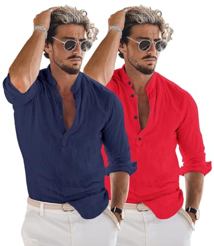 Image of Combo of Men Solid Cotton Blend Straight Kurta Shirt Pack of 2