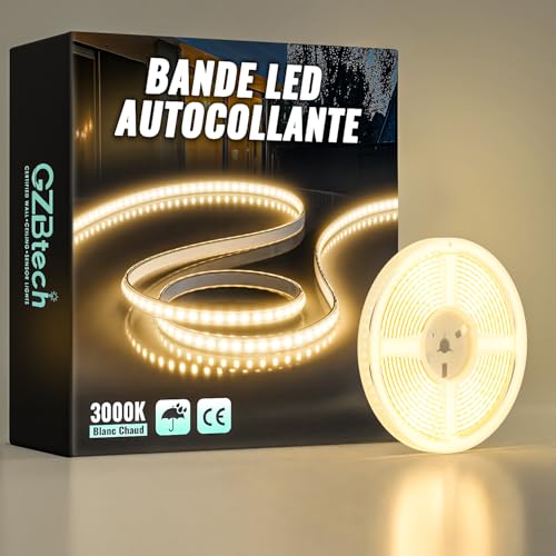 GZBtech 220V Silicone Ruban LED 3M, 3000K Blanc Chaud Flex Découpable IP65 Etanche Exterieur & Intérieur Bandeau LED, 1200LM/M Haute luminosité Bande LED pour Maison Chambre Cuisine Terrasse Jardin