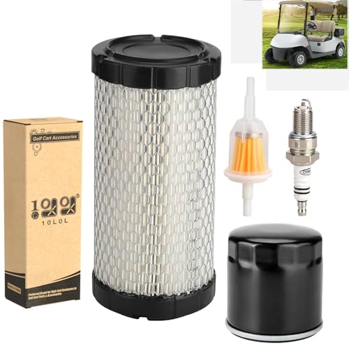 10L0L Golf Cart Tune Up Kit for EZGO RXV 2008-up & TXT 2010-up Gas Carts with Kawasaki Motor, Air Fuel Oil Filter 28463-G01, 72084-G01, 607454, Spark Plug 607462