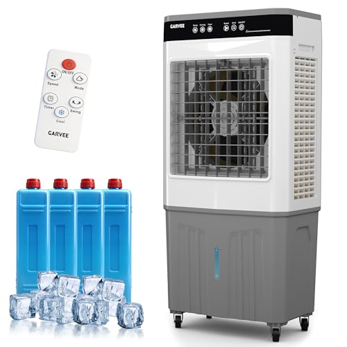 Garvee Air Cooler 3500 CFM Evaporative Air Cooler with 11.6Gal Water Tank, 4 Ice Packs, 3-Speed,...