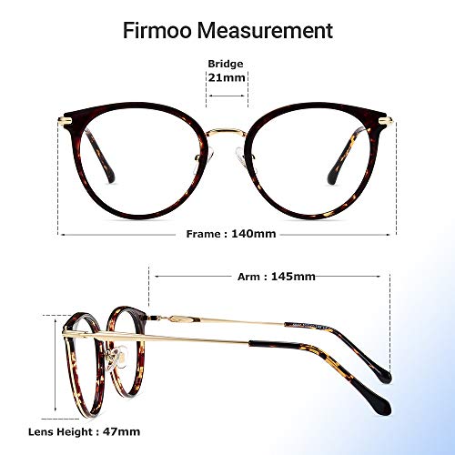 Firmoo Oversize Blue Light Blocking Glasses Women, Vintage Round Computer Glasses,Bluelight Blocker Eyewear for Women Men(Tortoise Frame) - Thumbnail 4