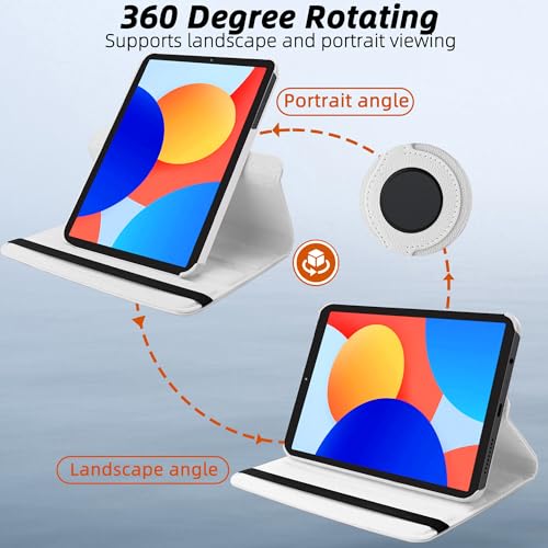 Image of TGK 360 Rotatable Smart Flip Case Cover for Redmi Pad SE 8.7 inch Tablet (White)