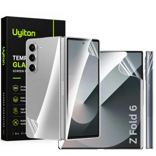 Image of Uyiton 4-in-1 Screen Protector for Samsung Galaxy Z Fold 6 | HD Clear Screen Guard Set with Front Screen, Back Panel, Inner Display & Hinge Protector | Bubble-Free Easy Installation | Scratch Resistant | Pack of 1