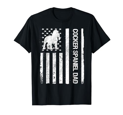 Cocker Spaniel Dad USA Flag Funny Cocker Spaniel Proprietario Maglietta