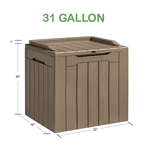 image for Homall 31 Gallon Resin Deck Box Waterproof Outdoor Storage Lockable In