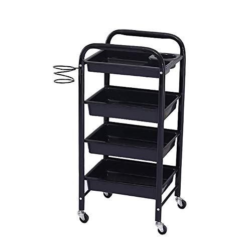 MEVZHH Carrito Móvil de Camiones de Mano de Almacenamiento Carrito Rodante con Secador Delo Titular Cocina Salones de Belleza Carrito 4 Rueda de Hierro de Cajón de Pvc