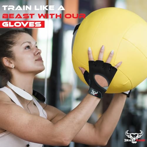 BEAST RAGE Guantes de Fitness parlevantamiento de Pesas para Hombres y Mujeres, Transpirables,Antideslizantes,Acolchados de Silicona,Guantes de Gimnasio Entrenamiento Ciclismo (XS, Negro) - imagen 7