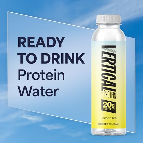 Image of Vertical Protein New Formula Lemon Ice Ready to Drink w / 20g of Whey Isolate, Clear Post Workout Recovery Drinks, No Artificial Sweeteners, Low Calorie, Pack of 12 Protein Water Drinks