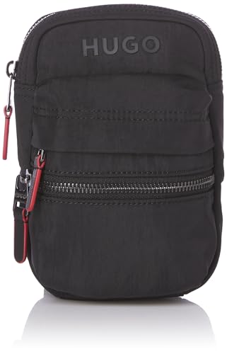 HUGO Bolsa tiracolo pequena com logotipo repeat, Groselha preta, One Size