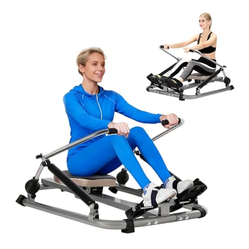 BAOCHADA Rameur 3 en 1 pour la maison, presse à jambes, appareil de fitness romain avec 2 intensités réglables, pour cardio et musculation, peu encombrant,...