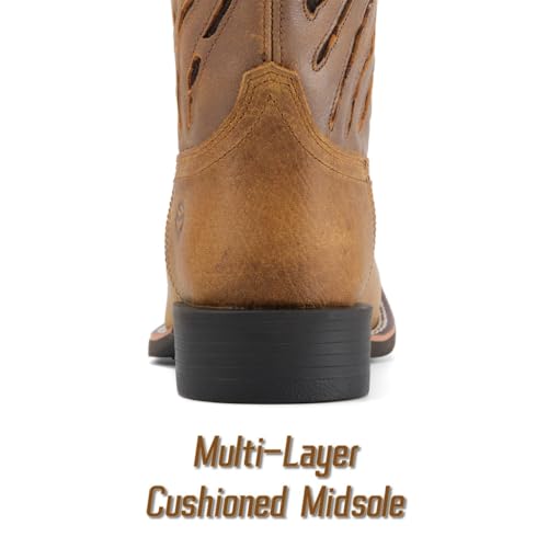 Image of SUREWAY Men's Cowboy Boots, Square Toe Pull On Soft Toe Western Boot