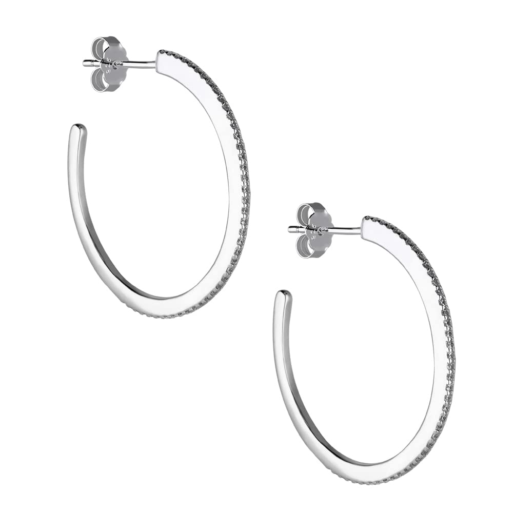 Treuheld® Große 925 Sterling Silber Creolen-Ohrstecker mit Kristallen