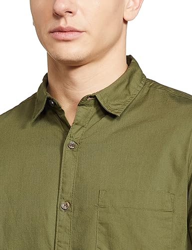 Image of Amazon Brand - Symbol Men's Cotton Shirt | Casual | Plain | Half Sleeve | Summer - Regular Fit (Available in Plus Sizes)