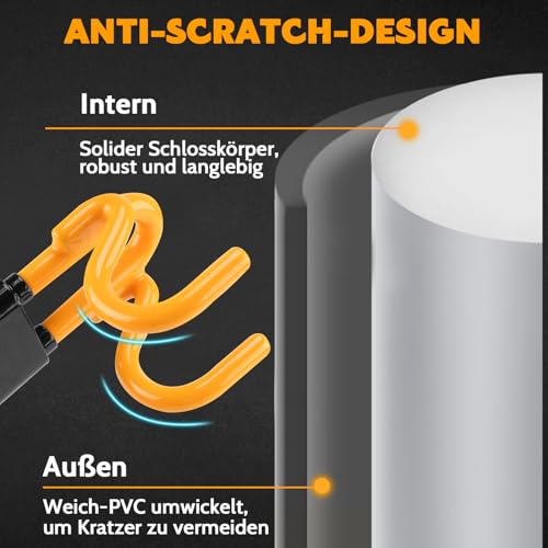 Tevlaphee Lenkradkralle, Lenkradschloss für Auto, Diebstahlsicherung auto, Strapazierfähig, Universelle Passform, PVC-Schutz, Verstellbar für Autos, SUVs, Wohnmobil, Wohnwagen, 3 Schlüssel(Gelb)