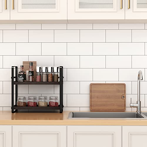 Image of HNRLOY Bathroom Counter Organizer,Bathroom Countertop Organizer,Counter Shelf,Countertop Storage,Organization and Storage,Makeup Shelf,Sink Caddy(Brown 2 Tier)