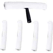 Professional Window Cleaning Combo - Squeegee Microfiber Window Scrubber Tool with Handshake T Handle, 5 Replacement Cloths - 14.4 Inch Window Washing Squeegee