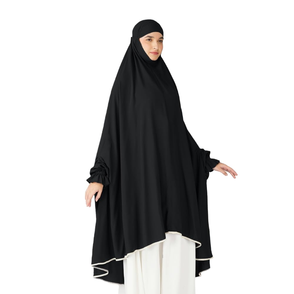 ANA Raha Solid Prayer Dress – Premium Modal Namaz Makhna with Tie Knot | 50″ Front × 58″ Back | Attached Sleeves | Lightweight, Breathable, Ready to Wear for Hajj, Umrah & Salah-image-9