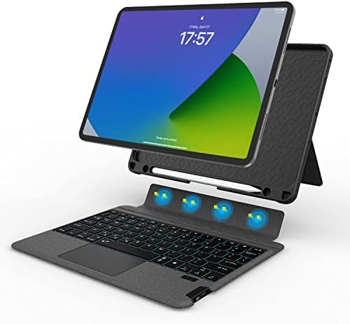 WIWU iPad Keyboard 10.2 iPad 9th/8th/7th Generation Case with Keyboard,iPad Air 3rd Generation Case, iPad Pro 10.5 inch 2017, Magnetic Detachable Smart Keyboard with Trackpad, Pencil Holder
