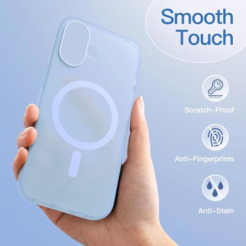 Image of DIZORO Matte Case for iPhone 17 6.3-Inch Compatible with MagSafe, Camera Lens Full Protection, Shockproof Translucent Frosted TPU Soft Phone Cover, Anti-Fingerprint (Sky)