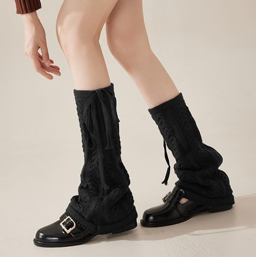 Image of Women's Leg Warmers y2k Harajuku Kawaii Lace Up Cute Lolita Boot Socks Knit Leg Warmers for Women Girls